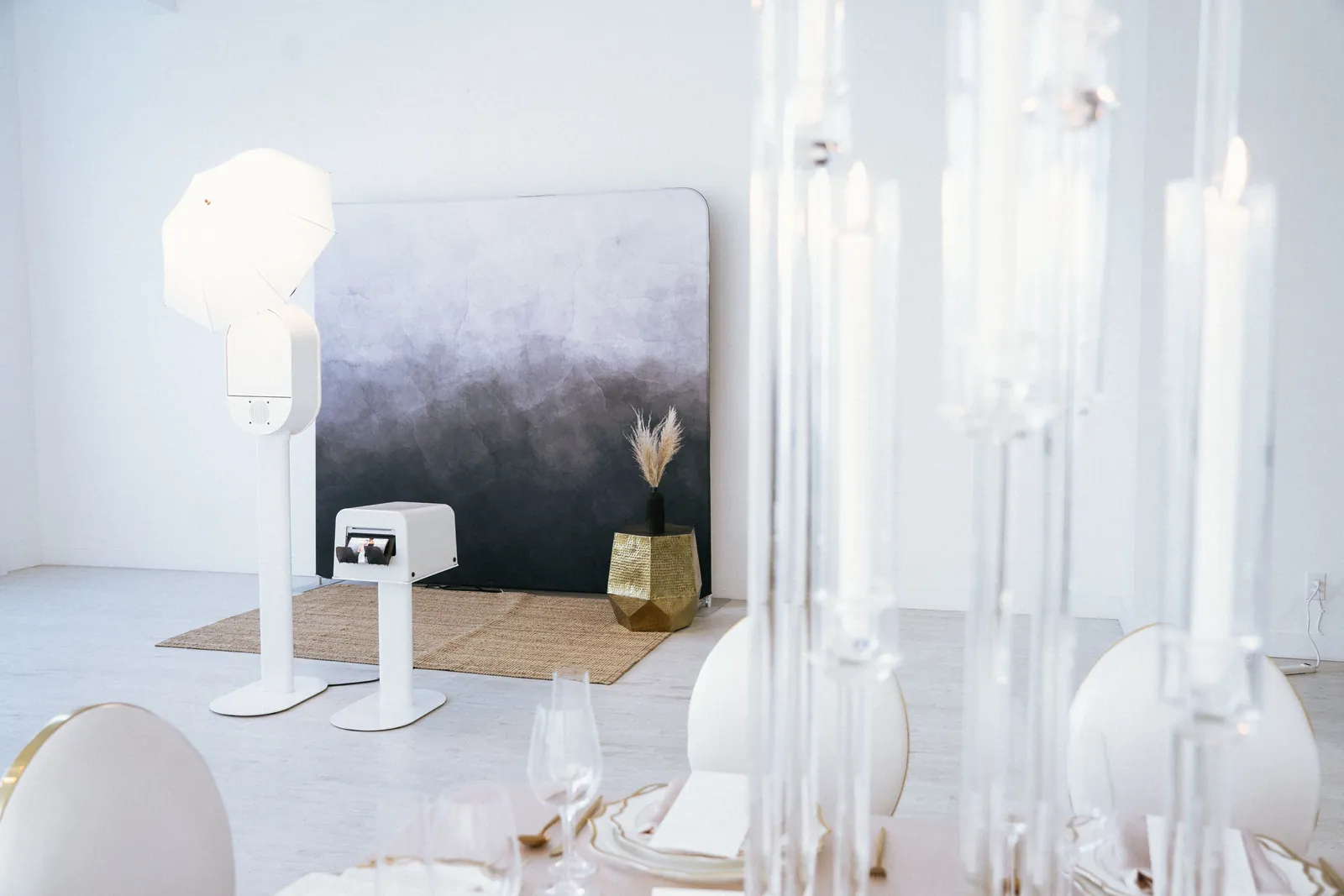 Ombre backdrop with candles at a wedding