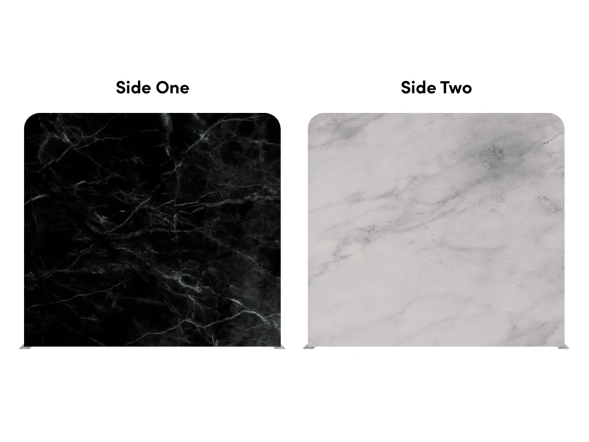 Two-sided marble backdrop, black and white